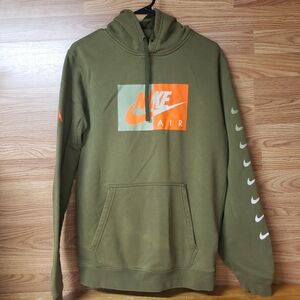 Nike Green Hoodie with Orange Accents